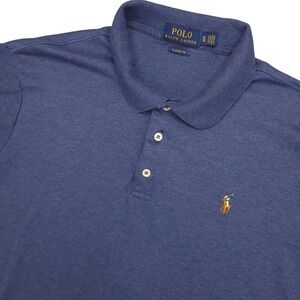 Polo Ralph Lauren Classic Fit Blue Heathered Short Sleeve Polo Shirt Mens XL